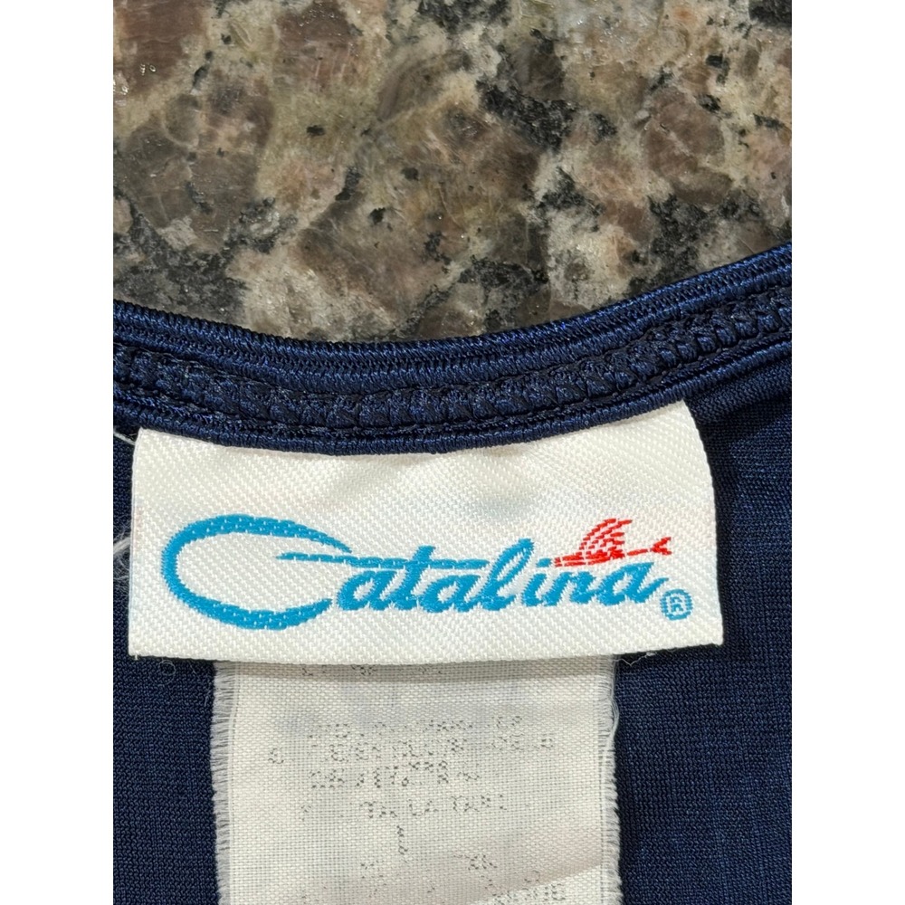Catalina Womens Navy Blue Ribbed Swim Skirt Wrap Front Size Large B34 - Picture 4 of 7